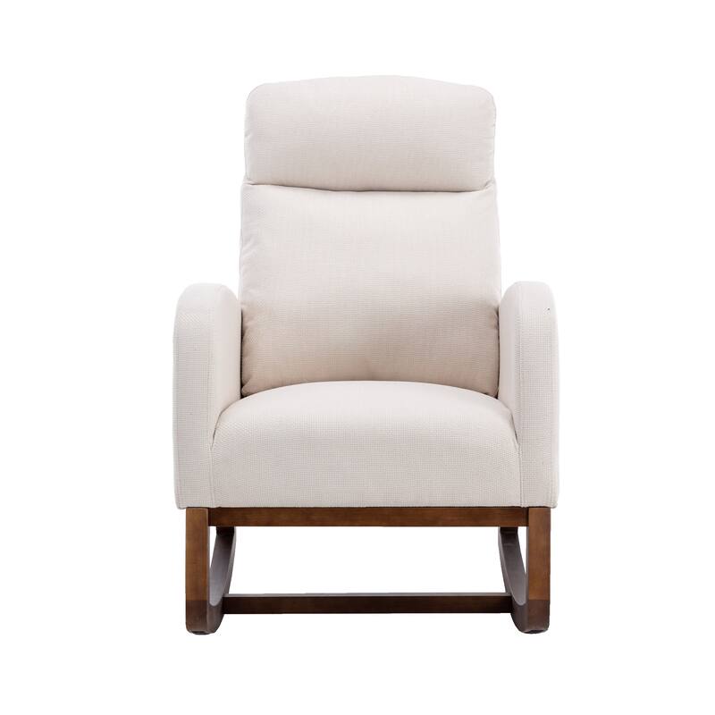GDFStudio - Amelia Linen Upholstered Rocking Chair with Spacious Seat and Tall Back Design