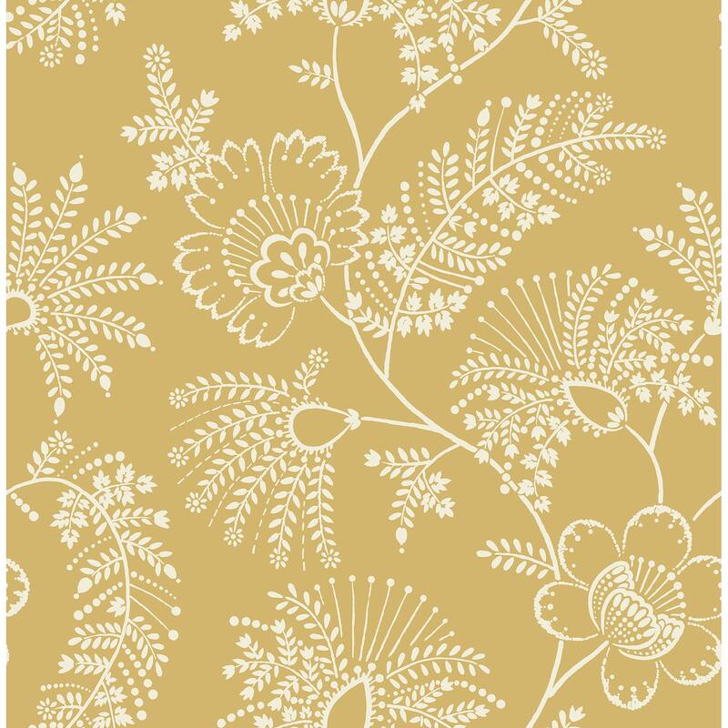 A-Street Prints Maeve Mustard Jacobean Trail Wallpaper