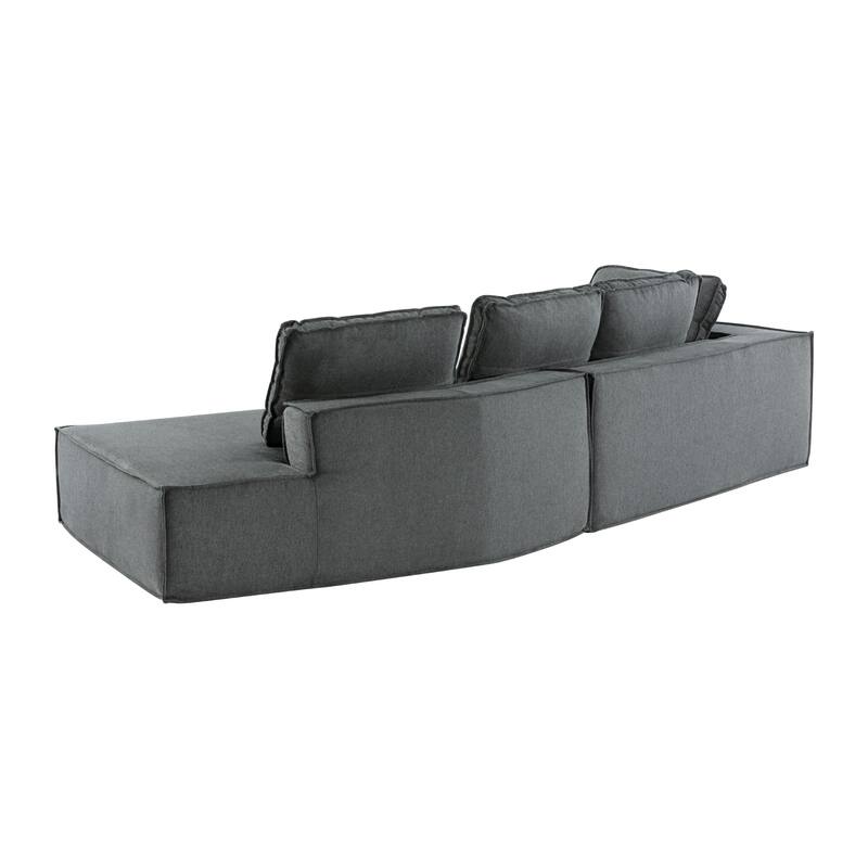 Grey 125" Modern 4-Seat Chaise Lounge Sofa for Living Room Relaxation, Indoor Sleeper