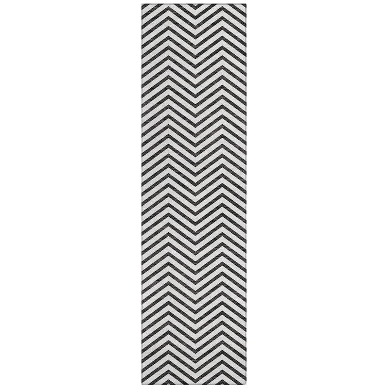 Machine Washable Indoor/ Outdoor Chantille Chevron Stripe Rug