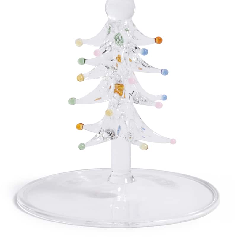 Treetop Cheers Glass Champagne Flutes - Holiday Stemware, Set of 4