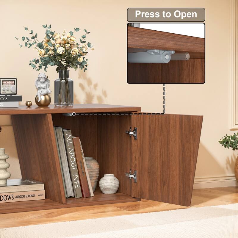 Pocassy Wood Entertainment Center Extendable TV Stand