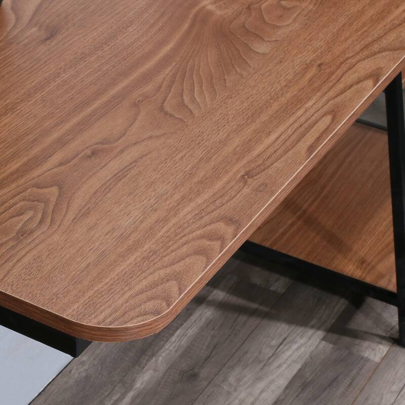 Davee Furniture Walnut Writing Desk with 2 Bookshelves