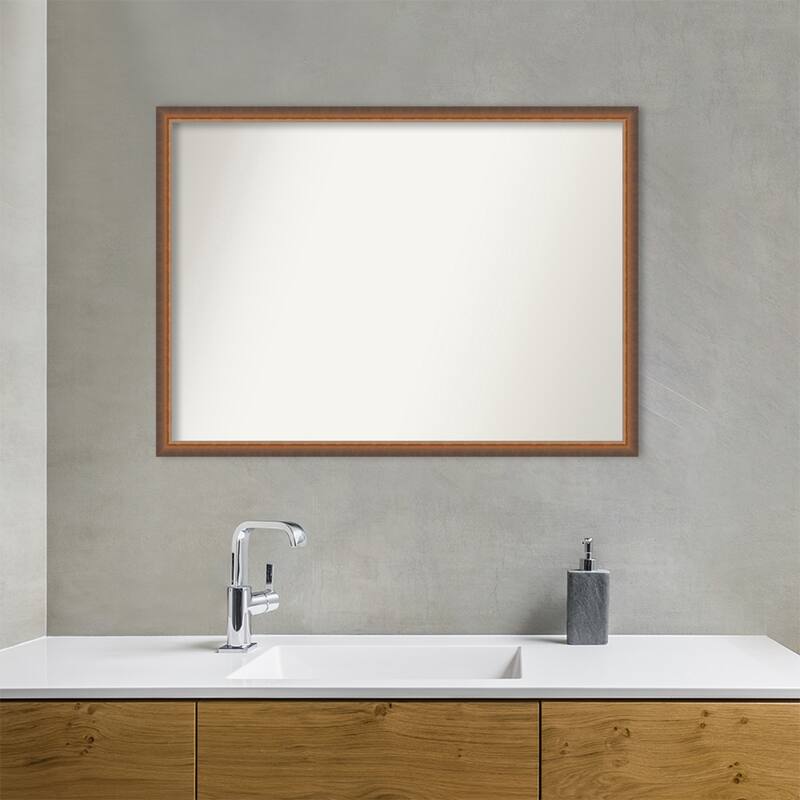 Two Tone Non-Beveled Wood Framed Bathroom Vanity Wall Mirror