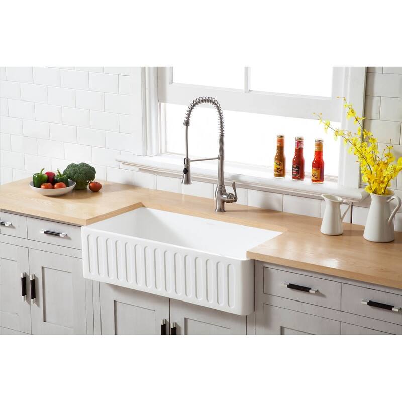 Kingston Brass Arcticstone 36" Farmhouse Single Basin Stone Composite