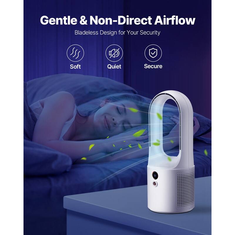 Portable Desk Bladeless Fan 6-Speed with Battery for Bedroom Office