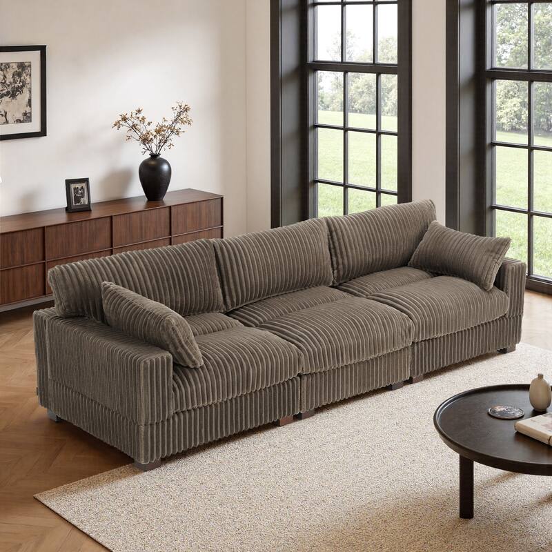 Plush Flannel Modular Sectional Sofa for Living Room
