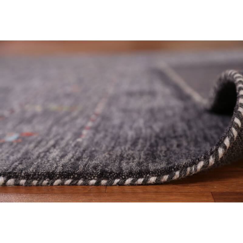 Hand Knotted Oriental 100% Wool Carpet Tribal Animal Pictorial Greys & Charcoal Gabbeh Area Rug - 7' 10'' X 5' 0''