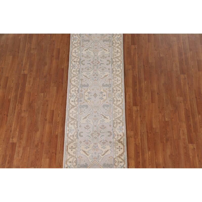 Transitional Oushak Oriental Runner Rug Handmade Wool Carpet - 2'7"x 8'3"