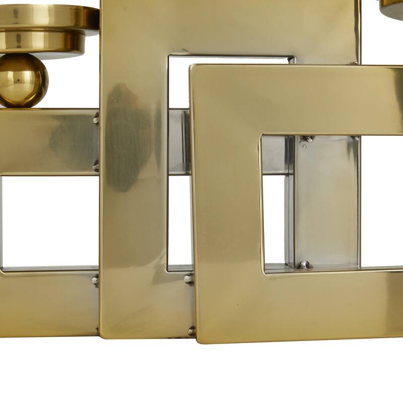 Silver or Gold Stainless Steel Metal Pillar 3 Plate Decorative Candle Holder