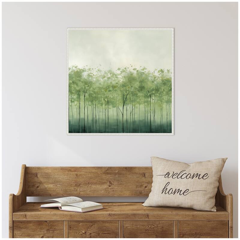 Kate and Laurel Abstract Green Trees by The Creative Bunch Studio Framed Canvas Wall Art Print