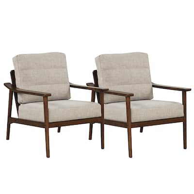 Gymax 2 PCS Modern Accent Chair Upholstered Leisure Armchair w/ Rubber