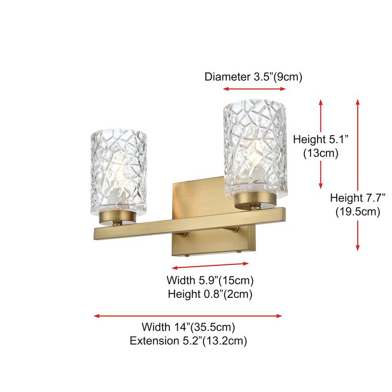Elegant Lighting LD7026W14 Cassie 2 Light 14" Wide Vanity Light