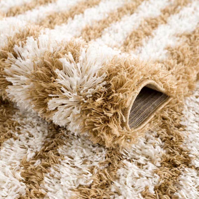 Hauteloom Calup Living Room, Bedroom Area Rug - Plush Pile - Camel, Ivory - 5'3" x 7'3"