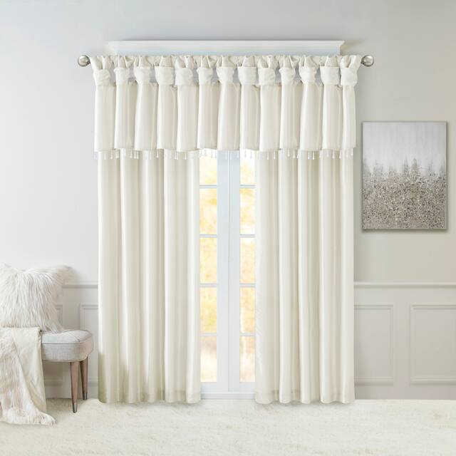 Madison Park Natalie Lightweight Faux Silk Valance with Beads - 50x26"