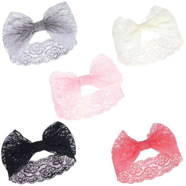 slide 1 of 1, Hudson Baby Infant Girl Headbands 5pk, Cream Black, 0-24 Months - Cream Black Cream Black - 0-24 Months