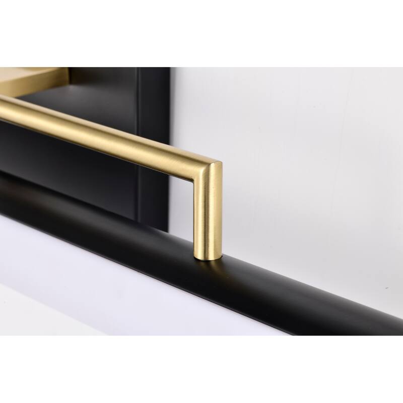 Solano Large Vanity - LED - Black and Brushed Brass Finish - White Acrylic Lens