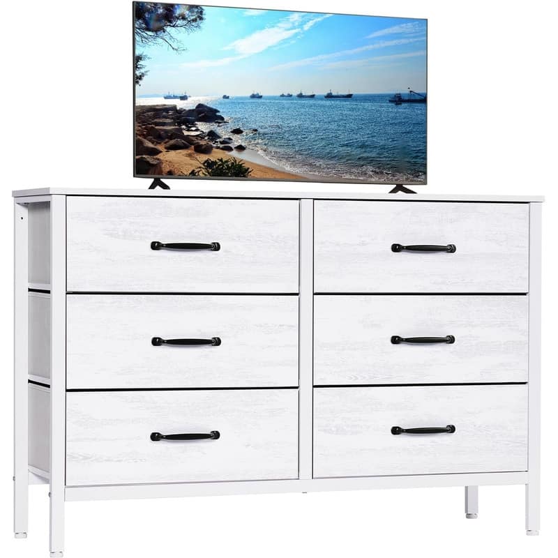 White Dresser with 6 Drawers
