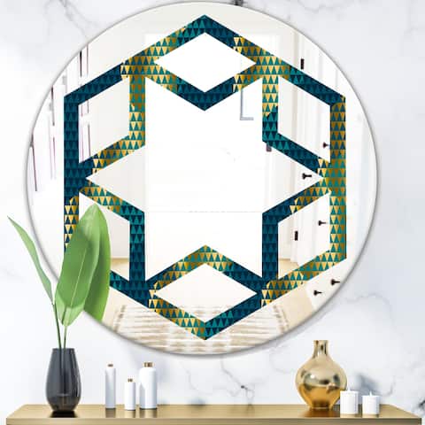 Designart 'Retro Hexagon Pattern V' Modern Round or Oval Wall Mirror - Hexagon Star