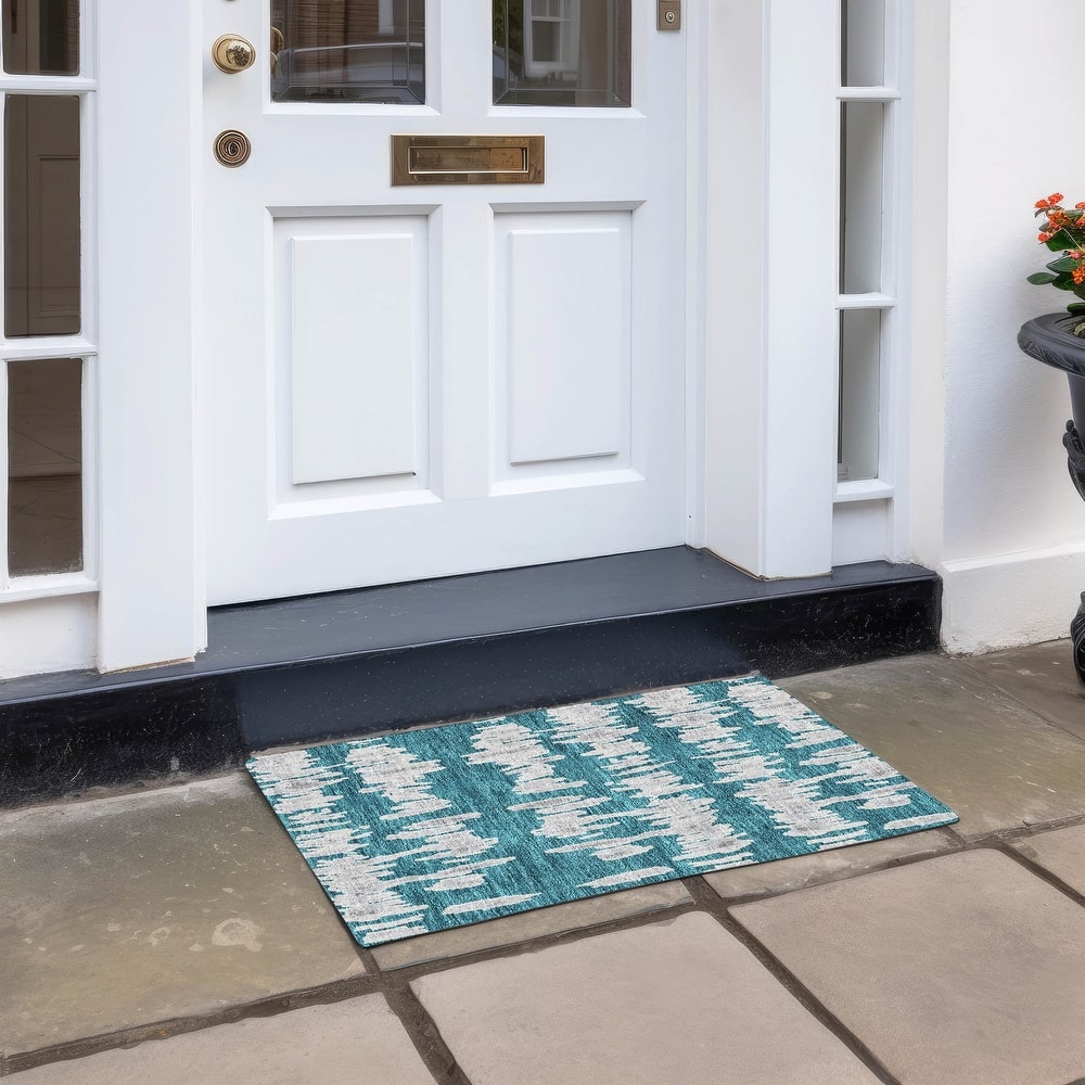 Machine Washable Indoor/ Outdoor Chantille Abstract Contemporary Rug