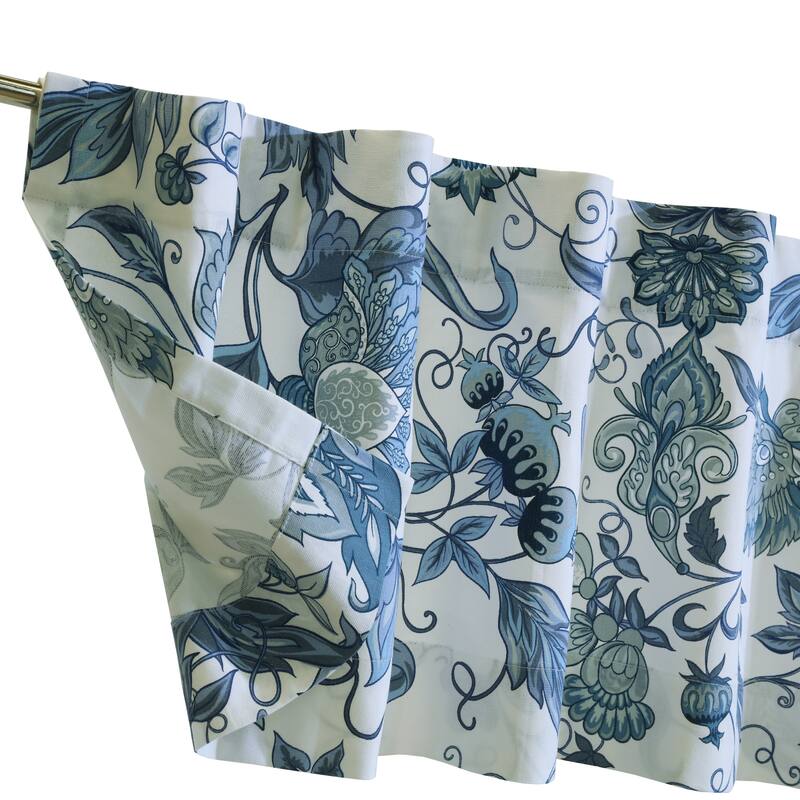 Jacobean Garden Light Filtering Dual Header Curtain Panel & Valance
