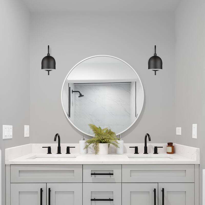 Prominence Home 2-Pack Battery-Operated LED Matte Black Wall Sconce with Metal Shade