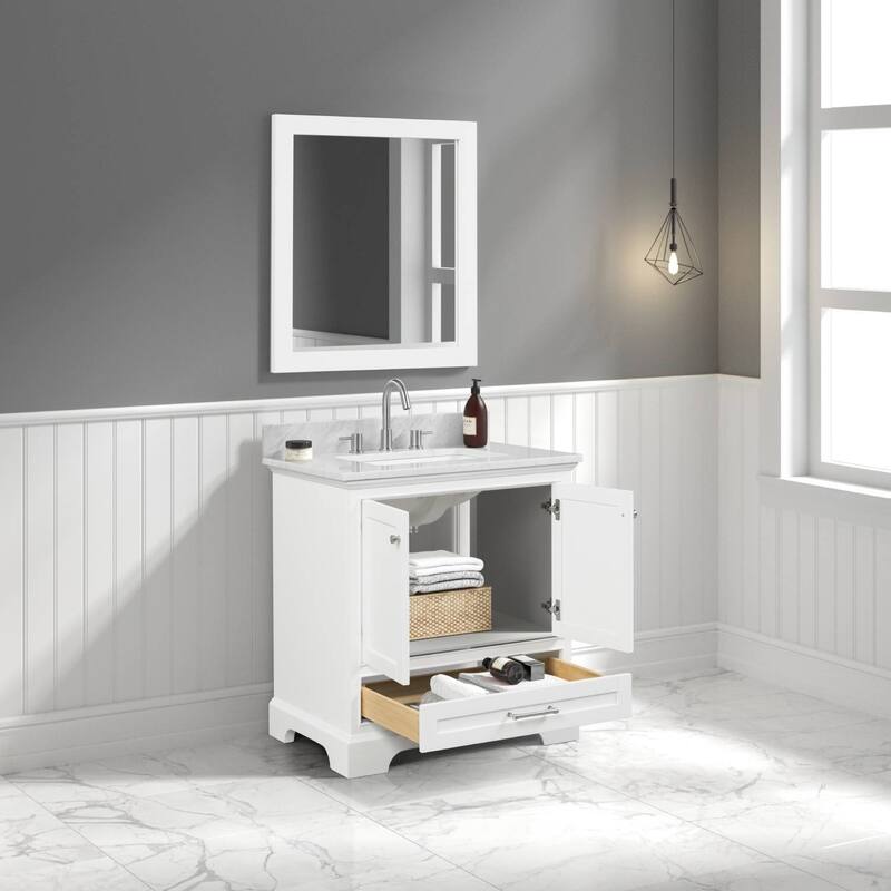 Blossom Copenhagen 30" Bathroom Vanity with Marble Top, Sink & Mirror