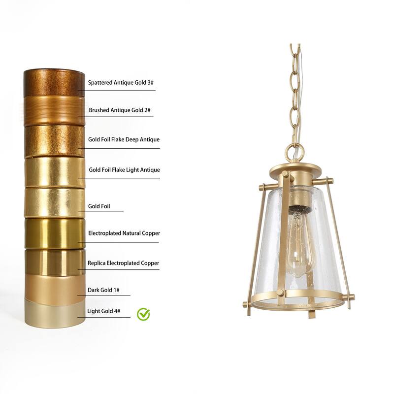 Modern Gold 1-Light Seeded Glass Pendant Light for Kitchen Island - 7.5" D x 11" H