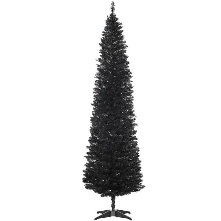 Pencil Artificial Christmas Tree - Sturdy Base, Modern Holiday Decor - Black