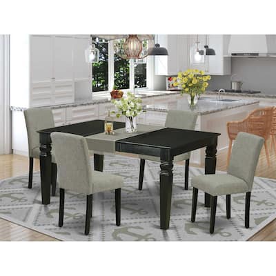 Rectangle Kitchen Table Set 5 Piece - 42x60 Inch Table with Chairs - Linen Fabric Dining Set - Black Legs