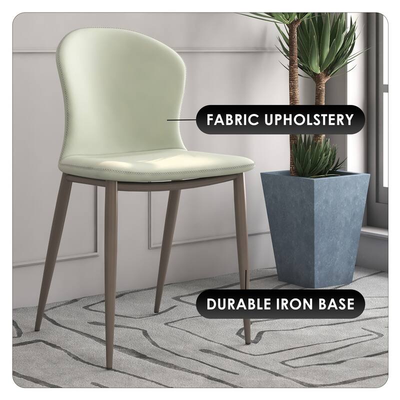 Upholstered Dining Chair in Fabric with Iron Legs Mosaic Series Set of 2