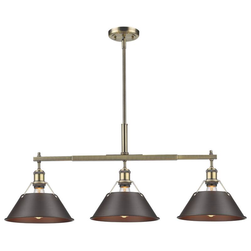 Golden Lighting 3306-LP AB Orwell 3 Light 36" Wide Linear Pendant