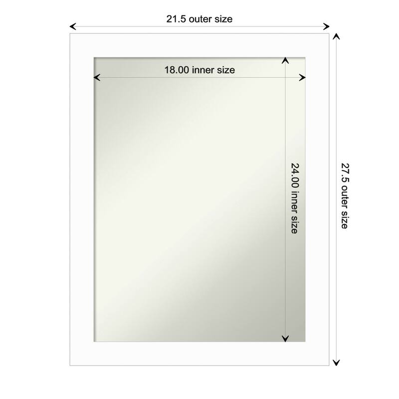 Basic Narrow Non-Beveled Wood Framed Wall Mirror - Basic White Narrow - Glass Size 18x24