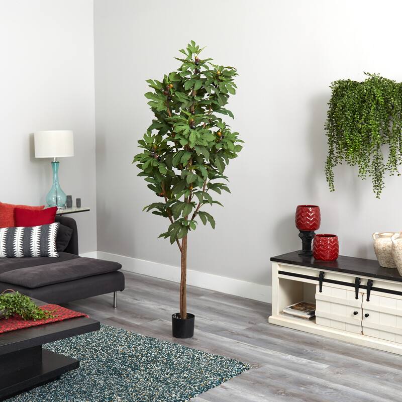 Artificial Fig Tree 81 Inch - Realistic Indoor Ficus Tree with Brown Trunk - Home Office Living Room Decor