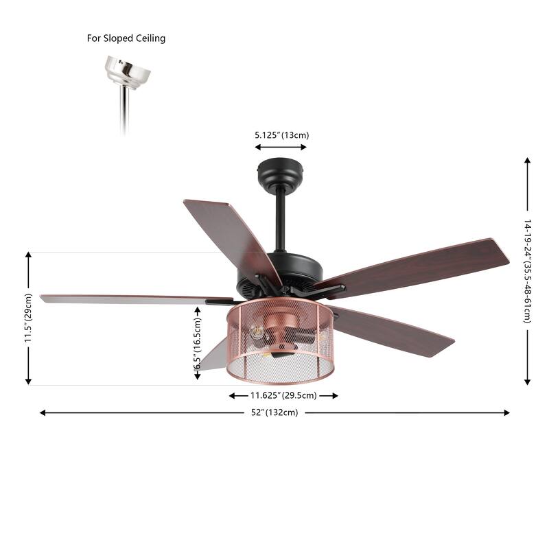 Oscar 52" 3-Light Farmhouse Industrial Iron/Wood Mobile-App/Remote-Controlled LED Ceiling Fan, by JONATHAN Y