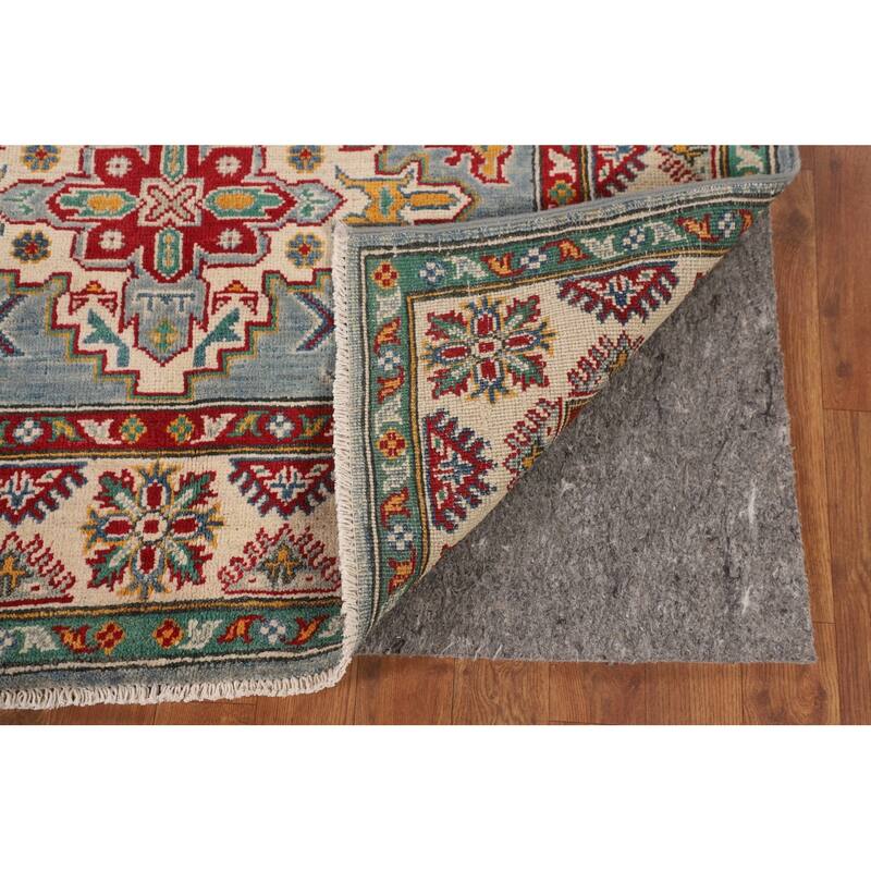 Light Blue Oriental Kazak Area Rug Hand-Knotted Wool Carpet - 4'0" x 6'0"