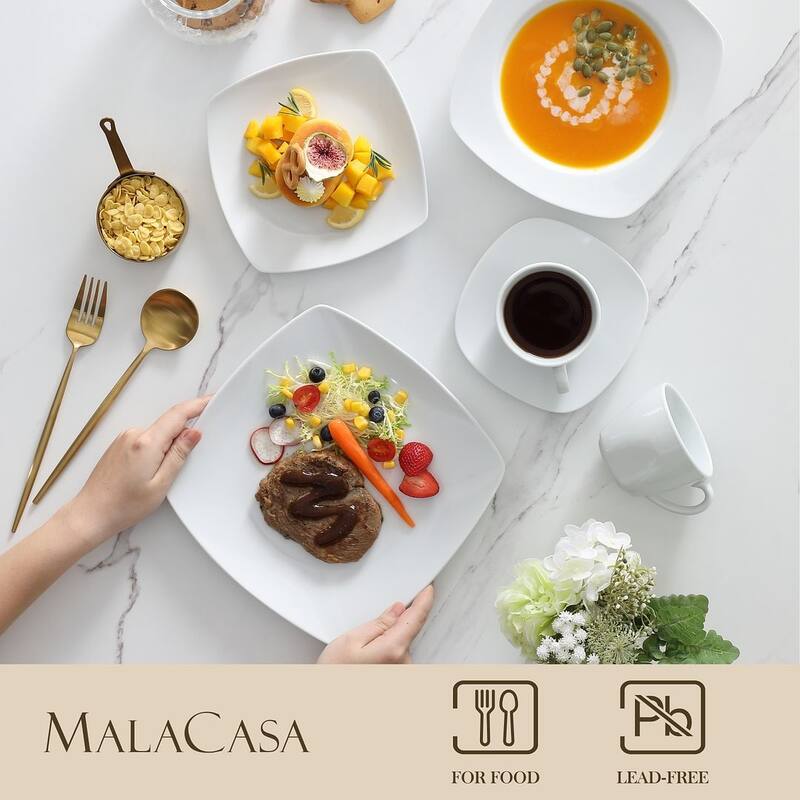 MALACASA Julia 30-Piece Dinnerware Set (Service for 6) - 8'3" x 11'