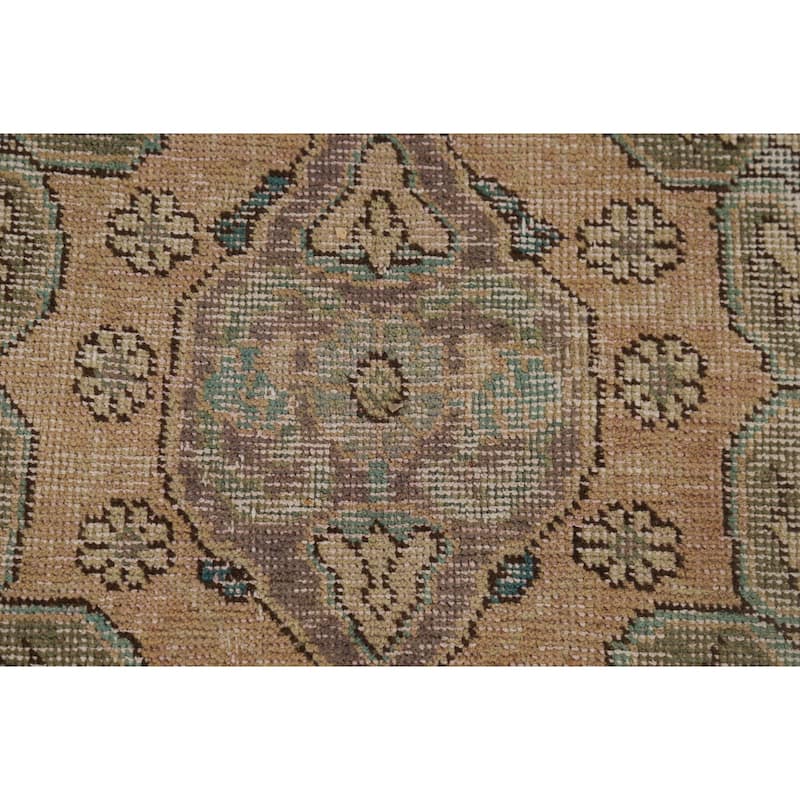 Distressed Tabriz Persian Antique Area Rug Hand-Knotted Wool Carpet - 9'6" x 12'8"