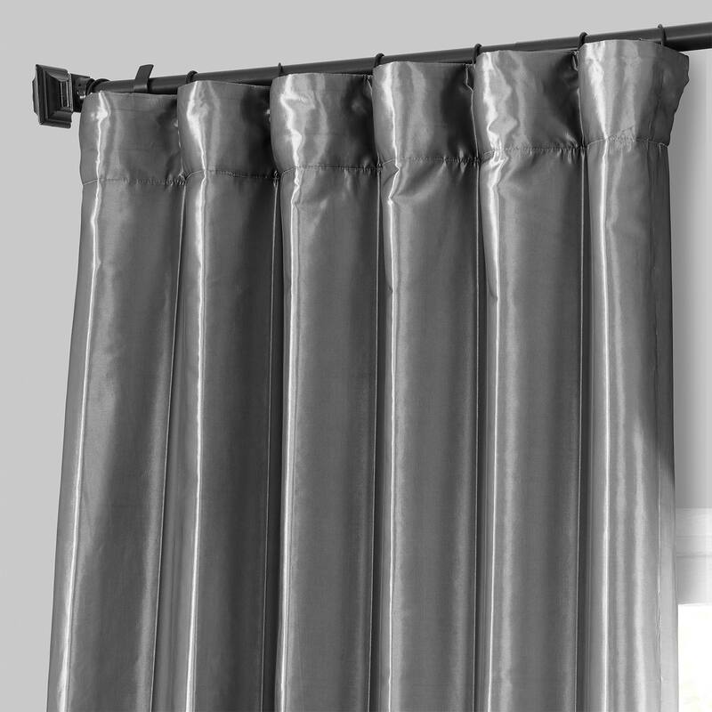 Exclusive Fabrics Solid Faux Silk Taffeta Platinum Single Curtain (1 Panel)