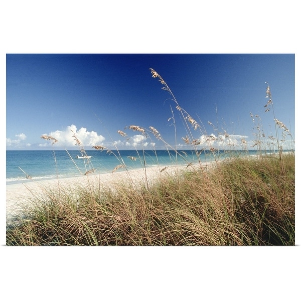 "Beach w/ grass and boat, Palm Beach, FL" Poster Print