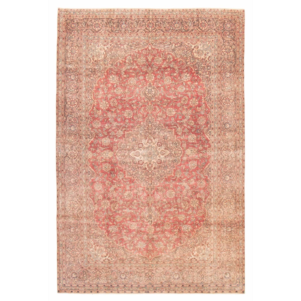 ECARPETGALLERY Hand-knotted Antalya Vintage Dark Coral Wool Rug - 9' 6" x 14' 3"