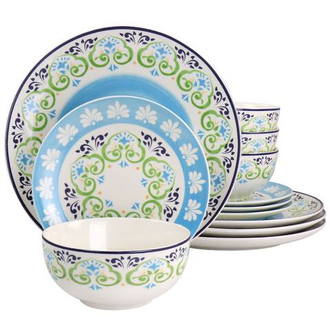 Gibson Home Atlantis 12 Piece Ceramic Dinnerware Set in Multi - 12 Piece Set