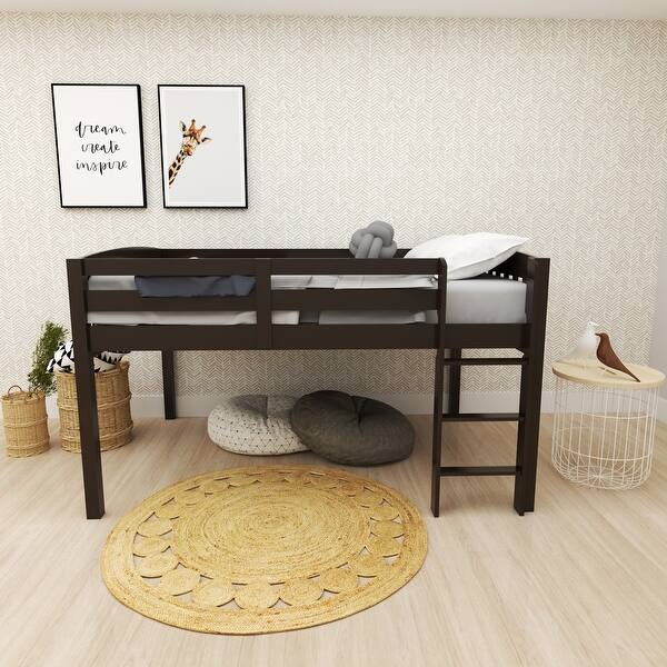 slide 2 of 7, Space Saver Full Size Kids Loft Bed with Stairs and Storage - Cappuccino