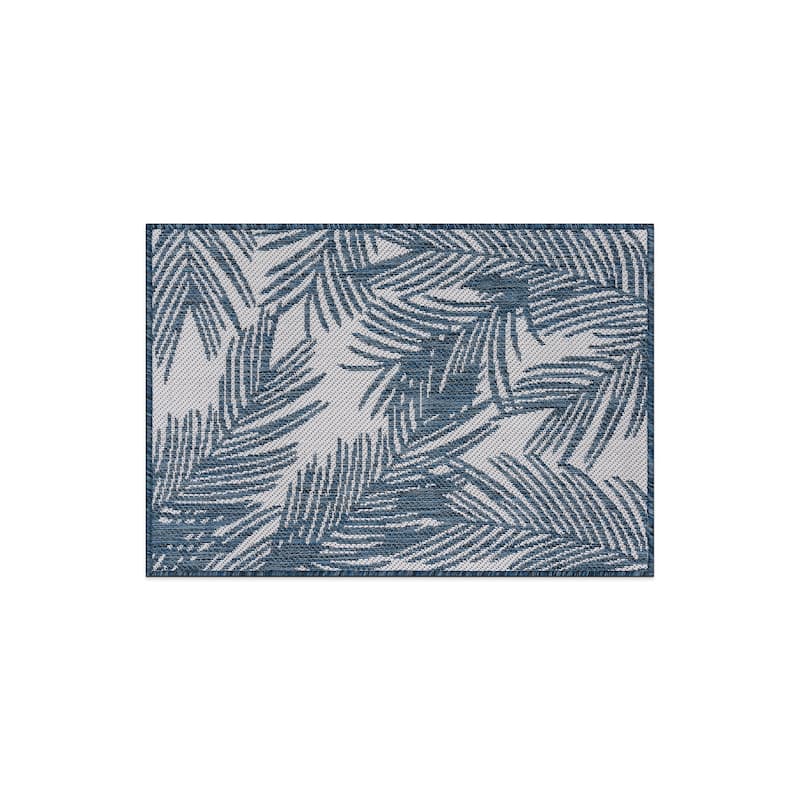World Rug Gallery Contemporary Distressed Leaves Textured Flat Weave Indoor/Outdoor Area Rug