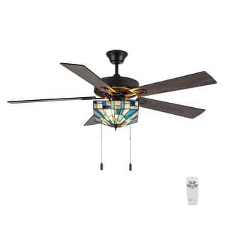 Reid River of Goods 5-blade 52-inch Indoor Tiffany-style Ceiling Fan with Shade and Remote Control