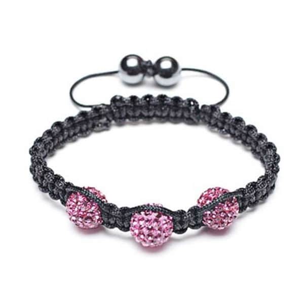 Fuchsia Pink Pave Crystal Ball Shamballa Inspired Bracelet Black Cord. Opens flyout.