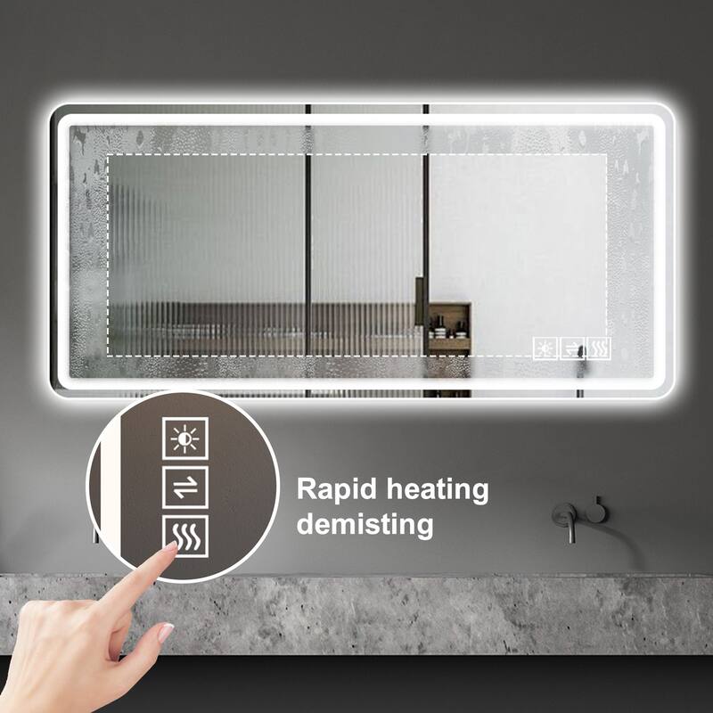 28 * 60inch LED Bathroom Vanity Mirror ,wall mirror,Anti-Fog, Dimmable,Shatter-Proof Tempered Glass - Silver