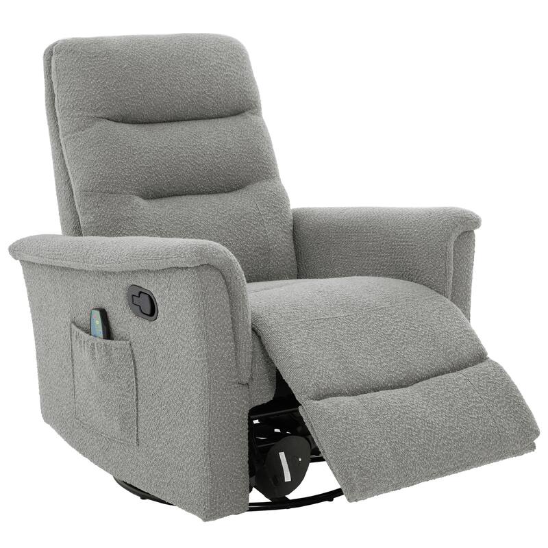 Manual Recliner Chair Rocking and Swivel Recliner Massage Recliner with 8-Point Massage Function and Adjustable Backrest