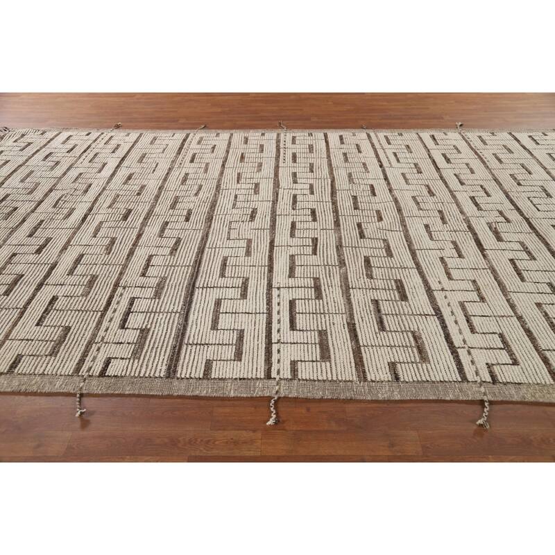 All-Over Moroccan Modern Area Rug Hand-Knotted Wool Carpet - 8'0" x 12'1"