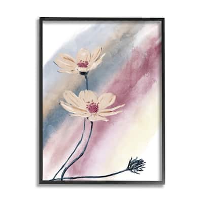 Stupell Abstract Beige Florals Soft Muted Rainbow Framed Wall Art